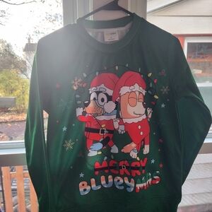 Custom Green Merry Bluey Christmas Sweatshirt